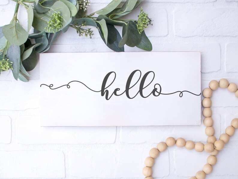 Hello Swirl Hello SVG: Farmhouse Front Door Sign, Cricut Cut File (digital Download ...
