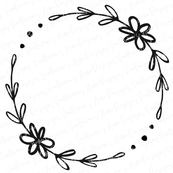 Daisy Wreath SVG  Laurel Leaf Wreath SVG, Monogram Leaf Border SVG, Circle Frame svg, Spring Wreath svg