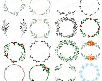 Kranz SVG Cut Files: Weihnachten, Laurel, Urlaub Monogramm (Digitaler Download)