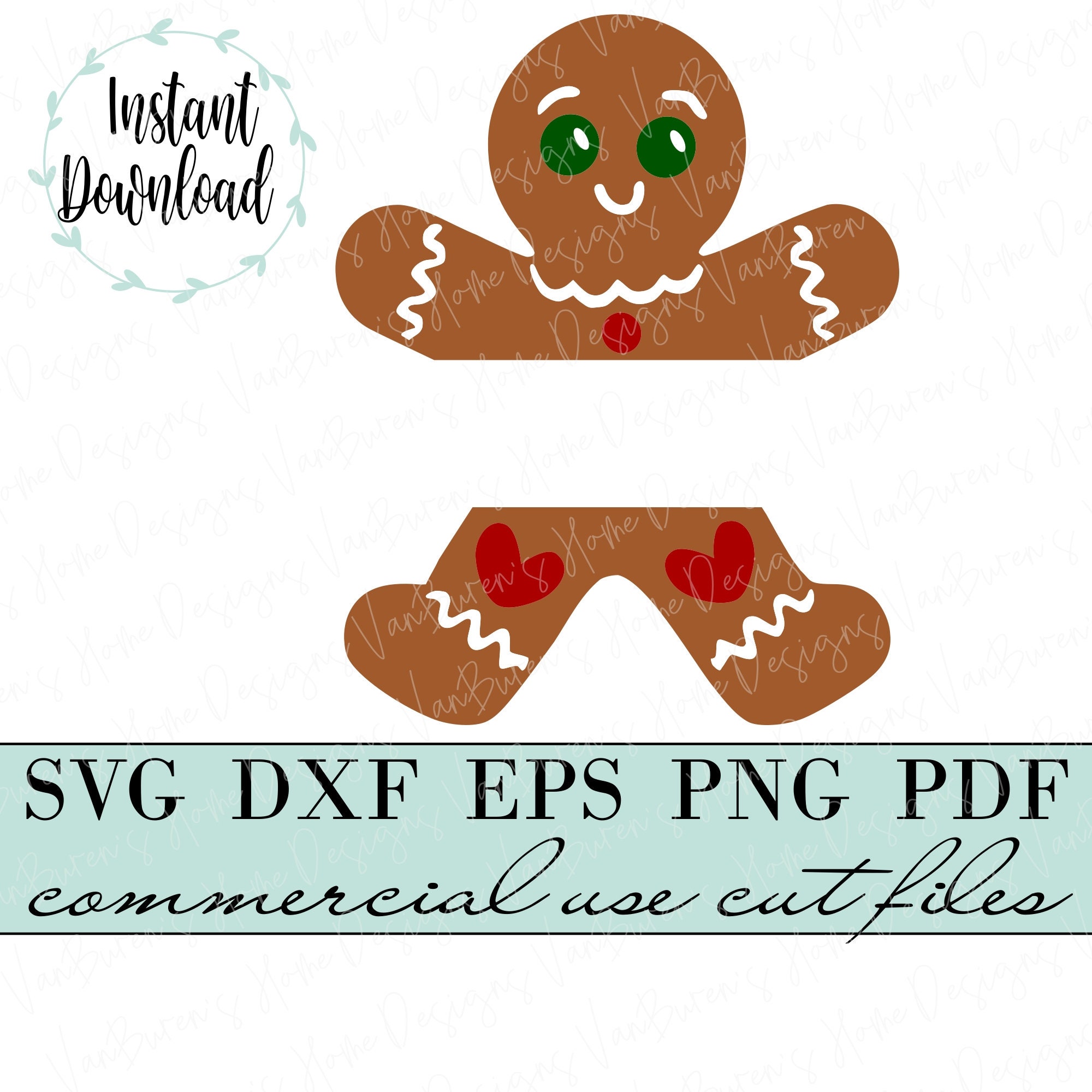Gingerbread Man Split Name Frame: Christmas Monogram (digital Download ...