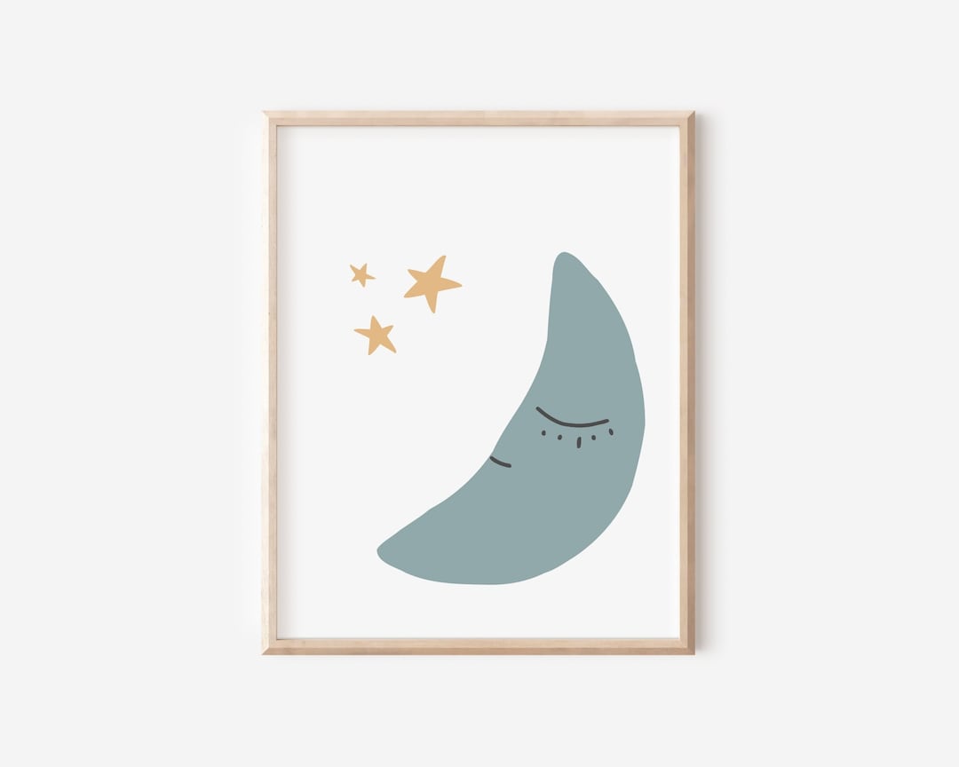 Boho Sleeping Moon & Stars Nursery Print (digital Download) - Etsy