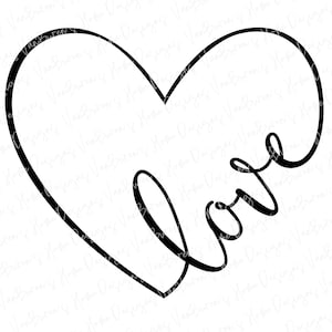 Love Heart SVG: Valentine&#39;s Day, Wedding, Family Sign (Digital Download)