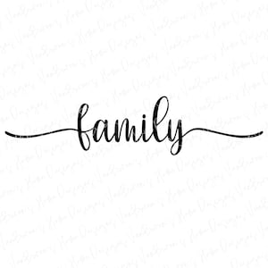 Familie script SVG, familie Word Art, familie teken SVG, digitale download cut-bestanden, formaten SVG DXF EPS, PNG en PDF
