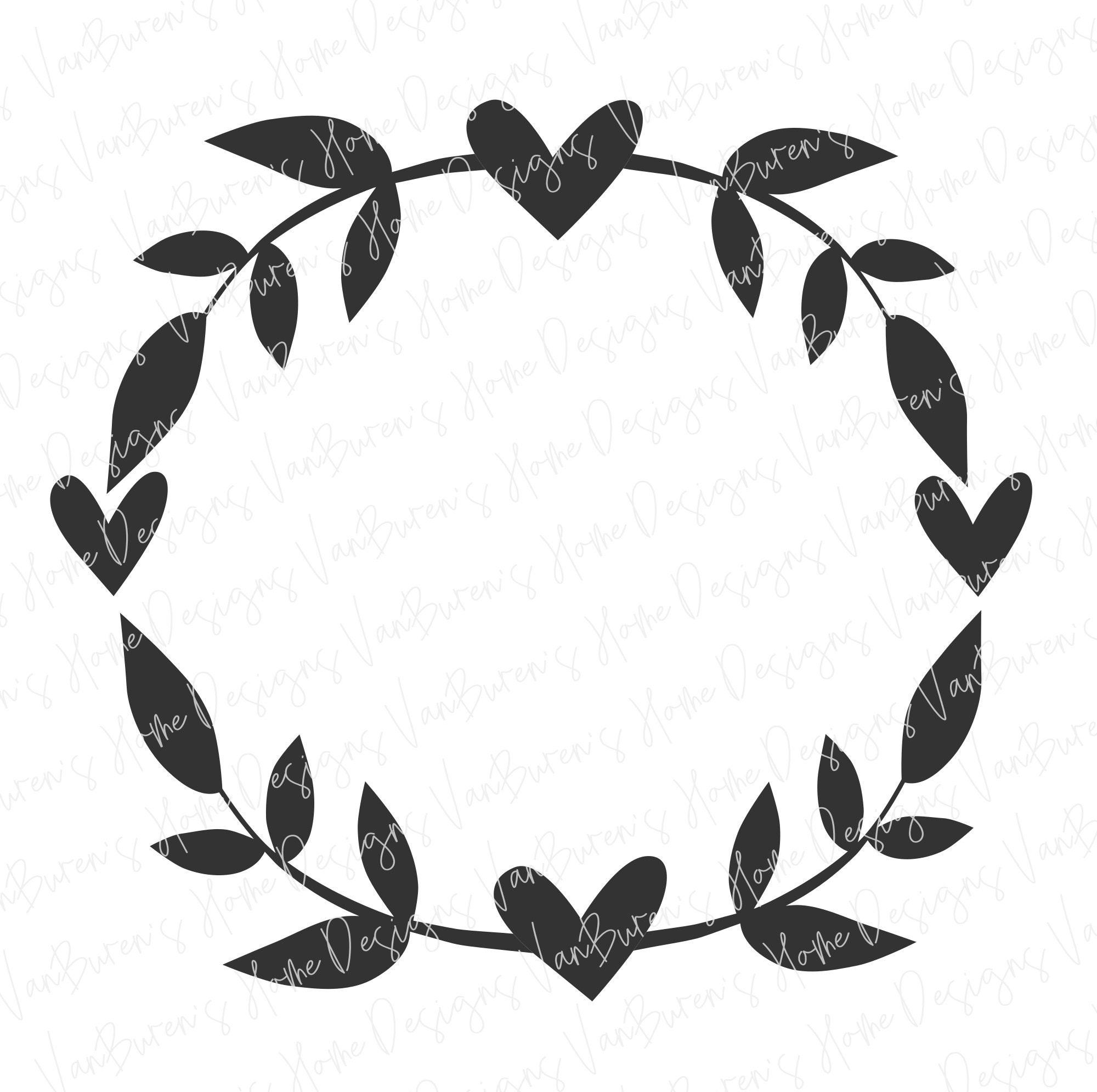 Heart Wreath SVG Circle Monogram SVG Border SVG Valentines - Etsy