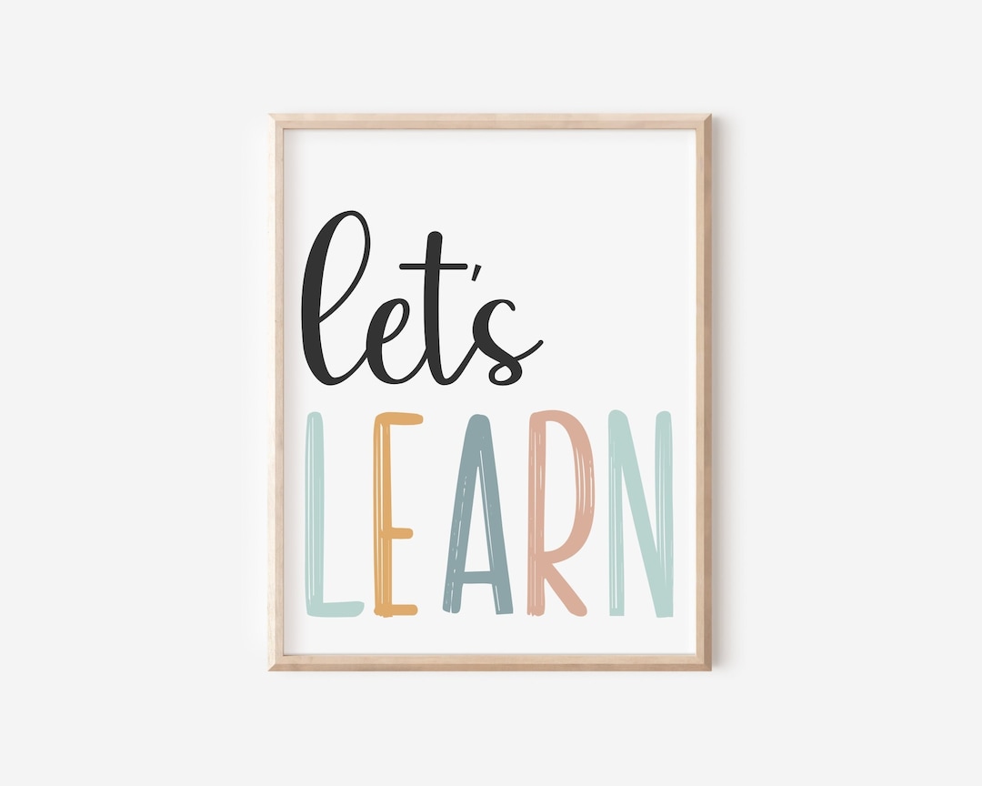 Lets Learn Print: Kids Neutral Classroom Wall Art (digital Download) - Etsy