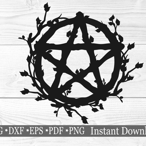 Floral Pentagram svg, Pentacle svg, Witch Sign SVG, Halloween Sign svg, pagan png, magic svg, witchcraft png, witch svg