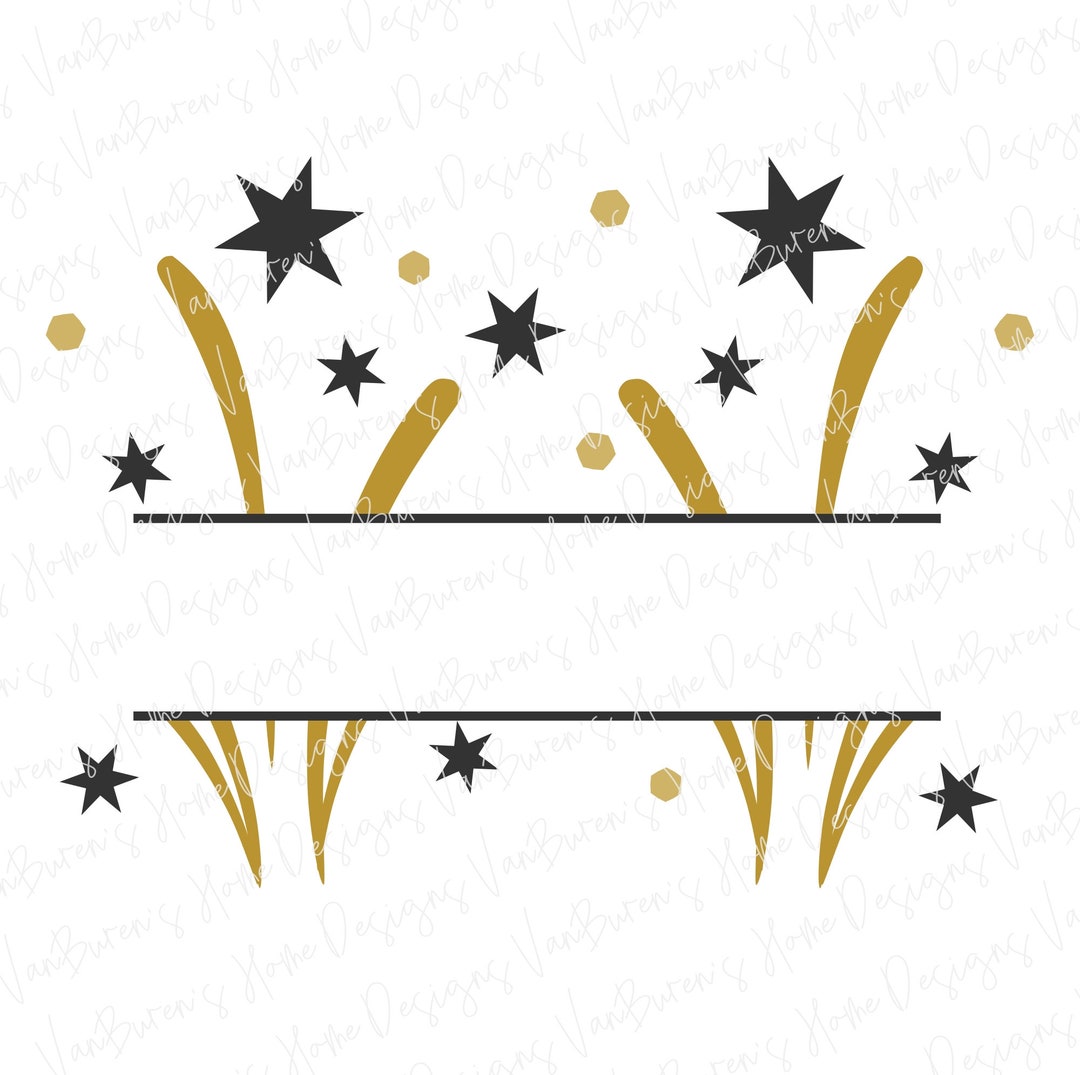 Firework Name Plates Firework Split Name Frame SVG: New Years Eve Party Favor Tag (digital ...