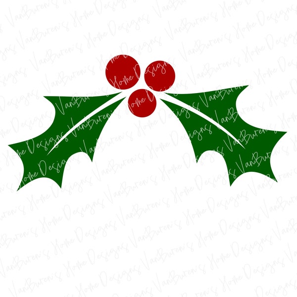 Mistletoe SVG, Christmas Holly SVG, Christmas Cut Files, Christmas Designs, Holly Clipart, Holly Berry svg, Holly Svg File