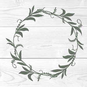 vine wreath commercial use design. Decorative circle border cut file for cricut, silhouette & laser machines