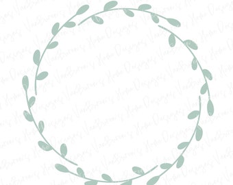 Leaf Wreath SVG: Monogram Border, Circle Frame (Cricut & Silhouette Files)