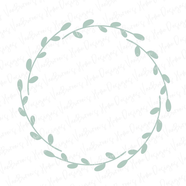 Wreath SVG cut file, Branch Leaves SVG, Monogram Border SVG, Leaf Monogram, Circle Frame svg, Monogram Wreath, Cricut Cut Files