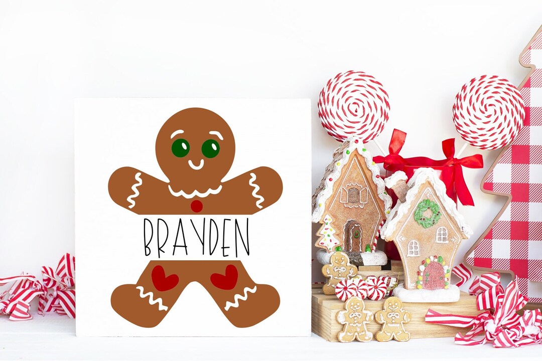 Gingerbread Man Split Name Frame: Christmas Monogram (digital Download ...