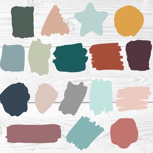 Paquete de trazos de pincel de pintura, imágenes prediseñadas de muestra de pintura, archivos de corte de uso comercial para Cricut, Silhouette, máquinas láser. svg, dxf, eps, png, pdf