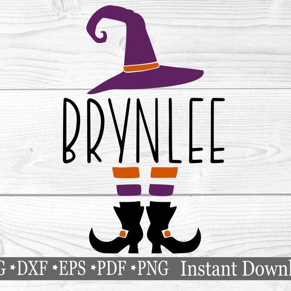 Witch Feet And Hat svg, Halloween Split Monogram svg, Split Name Frame svg, Halloween Monogram, Witch Porch Sign, Halloween Mug svg