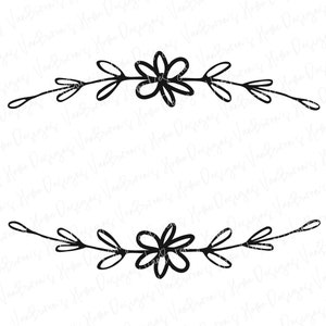 May include: Black and white floral design with two rows of flowers and leaves. The design is perfect for adding a touch of elegance to any project.