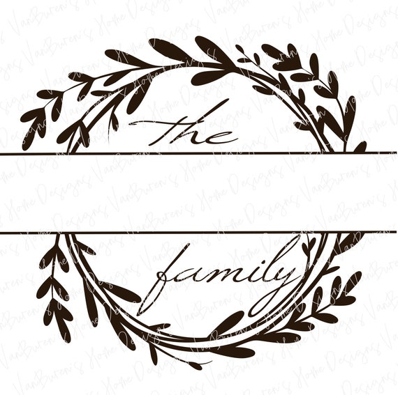 Family Last Name Monogram Wreath SVG, Welcome Door Sign Digital Download