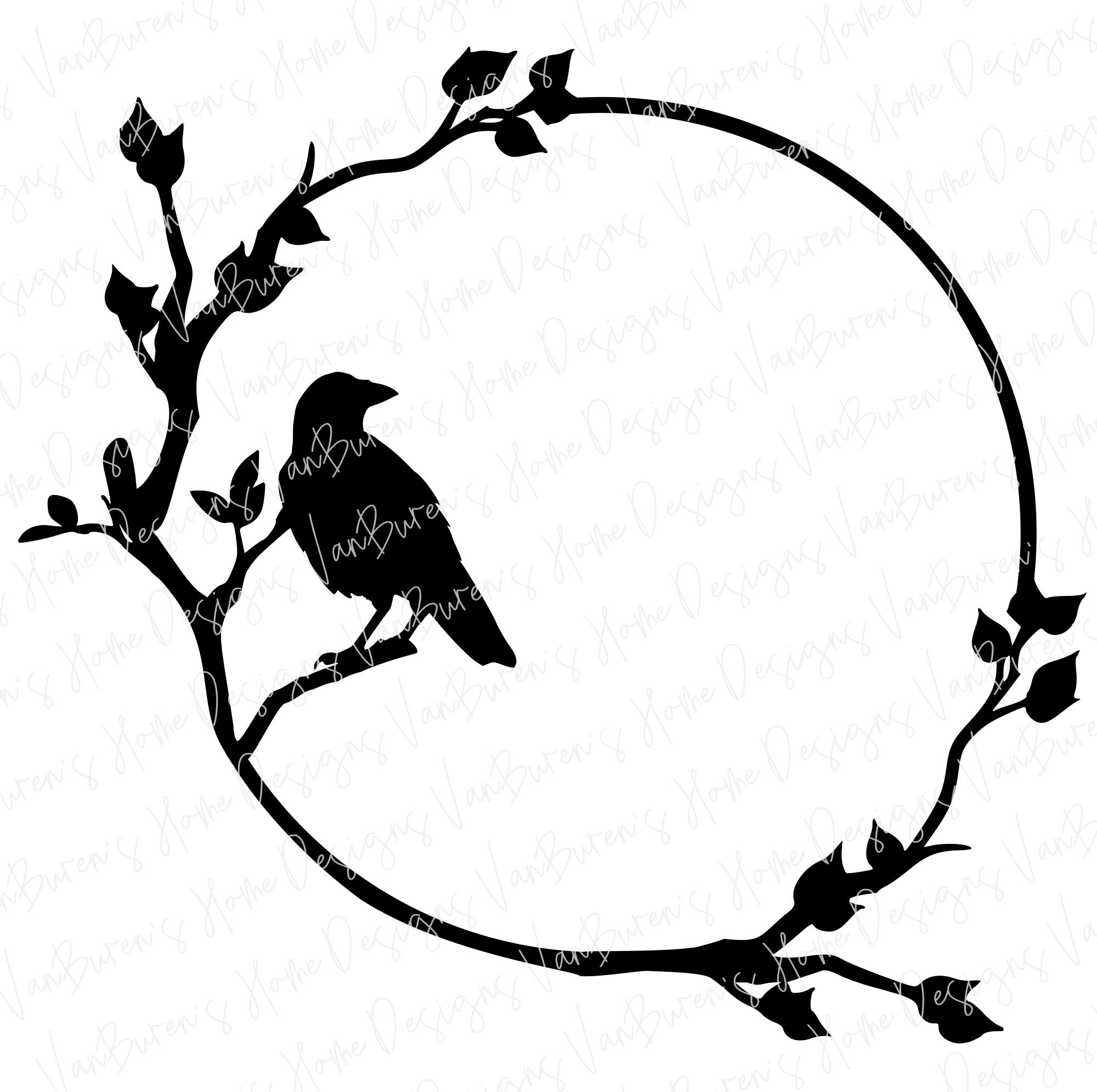 Halloween Crow Leaf Wreath SVG: Circle Sign Border (digital Download ...