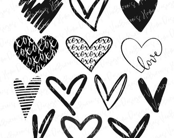 Hand Drawn Heart SVG Bundle: Valentine Vector Files (Digital Download)