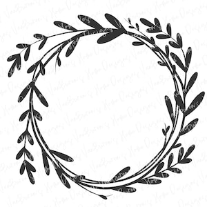 Kranz SVG Schnittdatei, Ast Blätter SVG, Monogramm Rand SVG, Blatt Monogramm, Kreis Rahmen SVG, Monogramm Kranz, Cricut Cut Dateien
