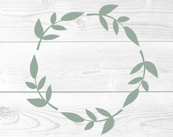 Leaf Wreath SVG: Monogram Border, Cricut Cut File (Digital Download)