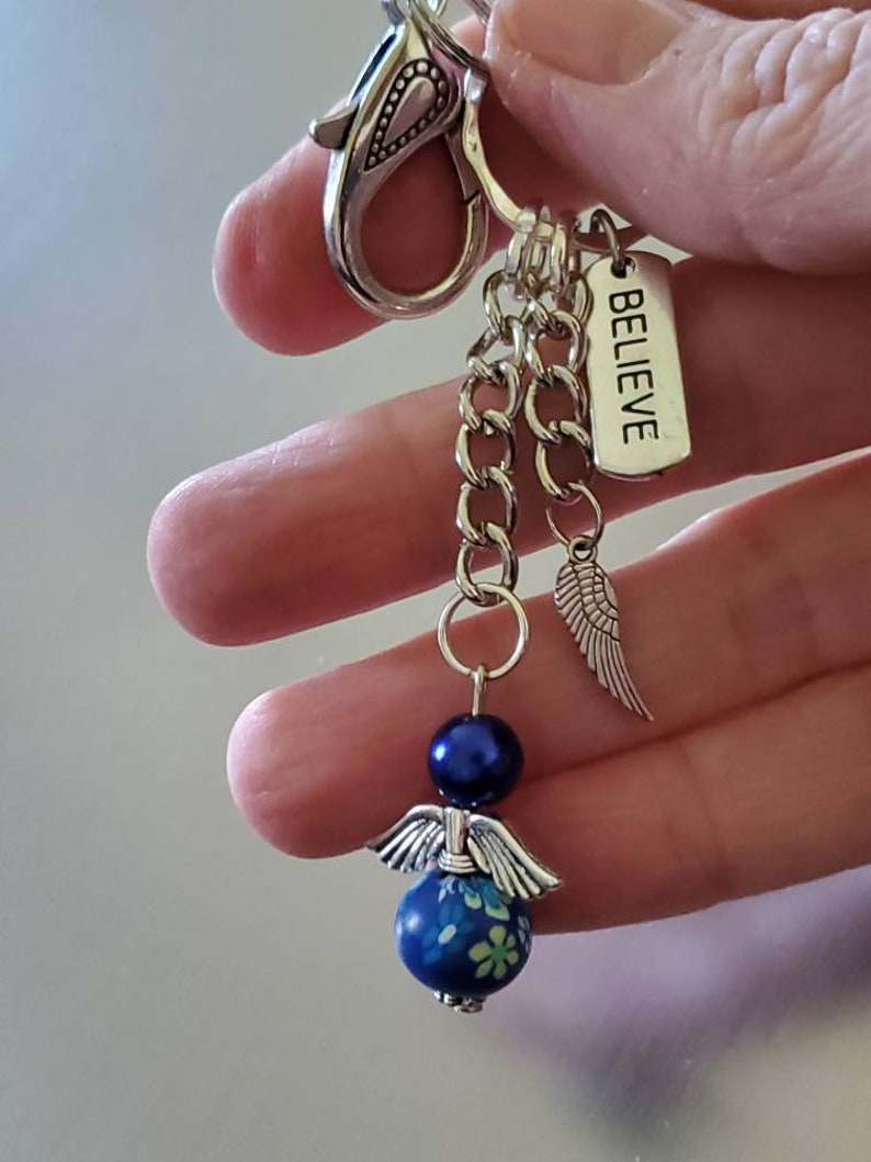 Blue Guardian Angel Purse Charms Dangle