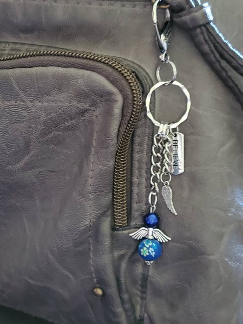 Blue Guardian Angel Purse Charms Dangle