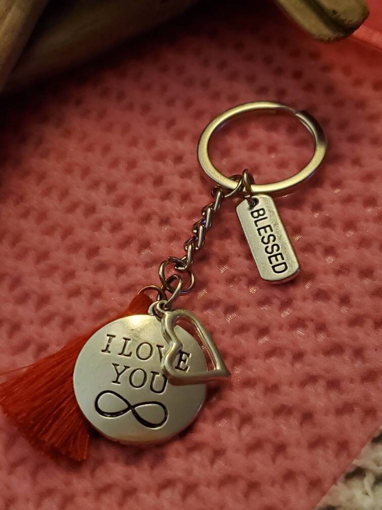 Valentine's Day I Love You Keychain. Silver Heart and Etsy
