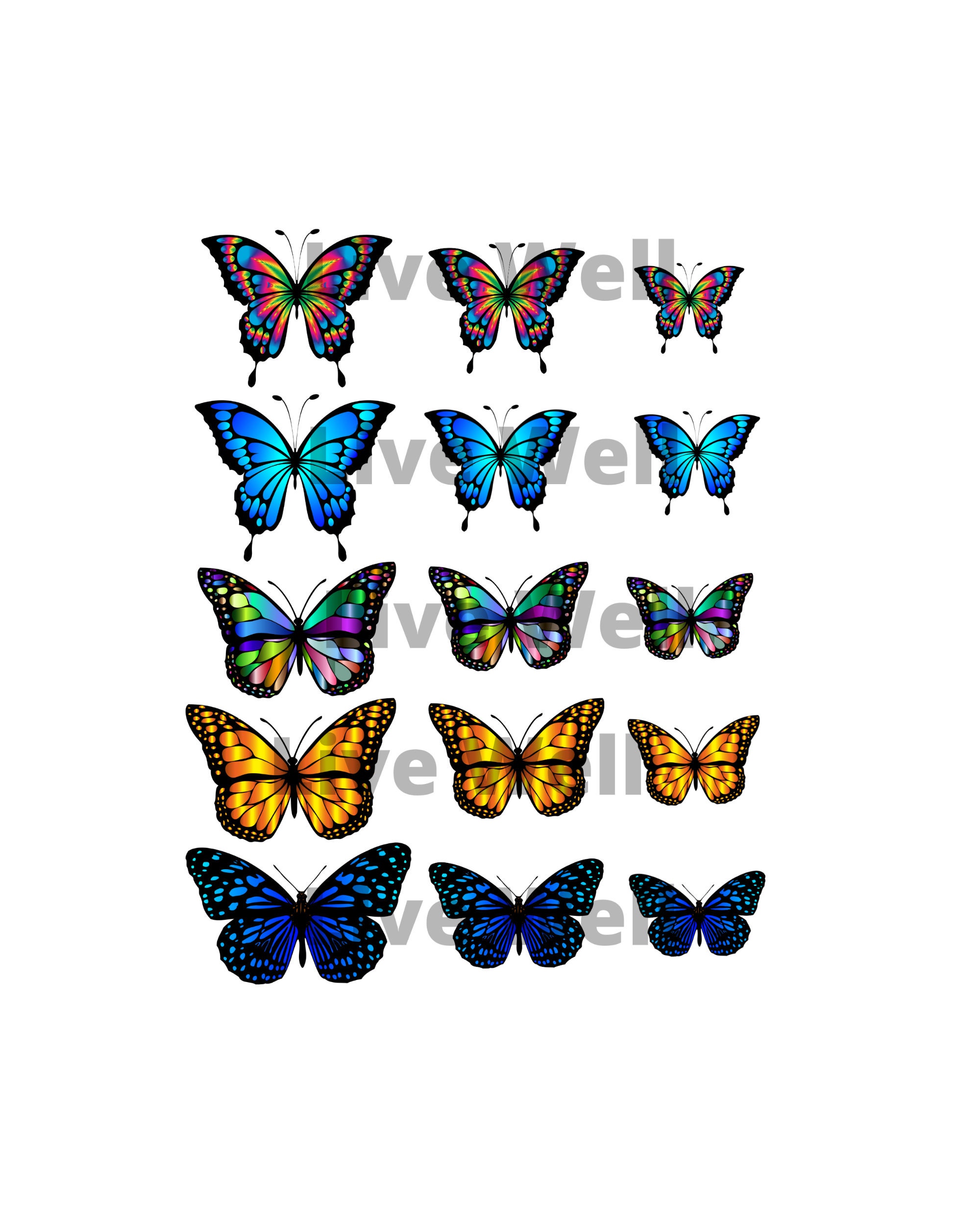 Butterflies Design Digital Scrapbook Paper Collage Sheet Etsy UK