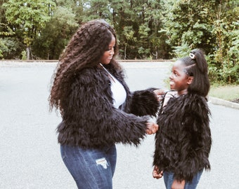 Mommy Fluffy Mommy and Me Coats Faux Fur Mommy and Me Mother Daughter Matching Kids Fur Coat Mommy Fashion Kids Fashion Kids Jacket Etsy