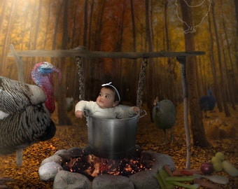 Thanksgiving, Digital background, Fall background, digital backdrop, Fall Leaves , Trees, Turkeys, Thanksgiving