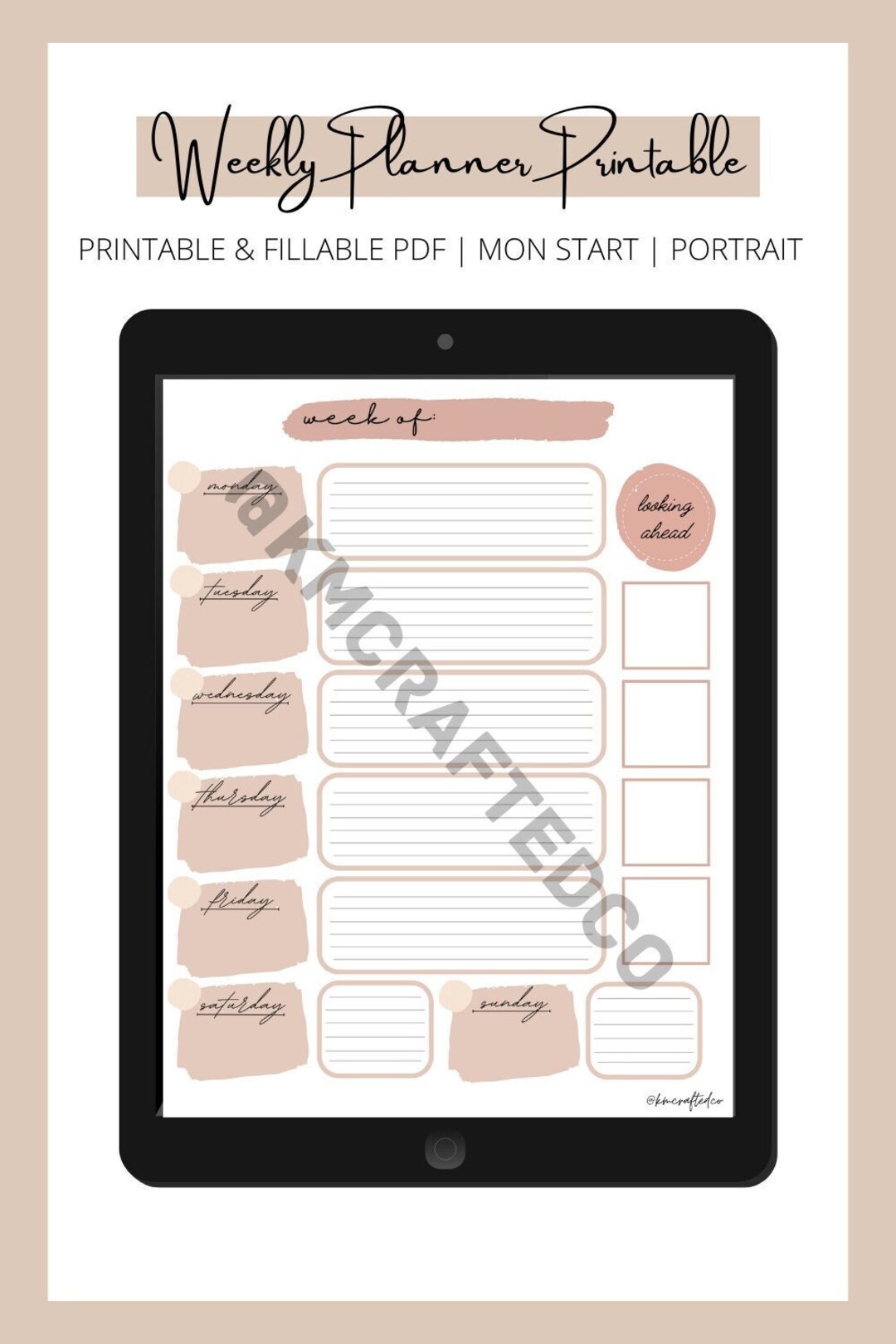 Weekly Planner Printable Undated Week at a Glance - Etsy