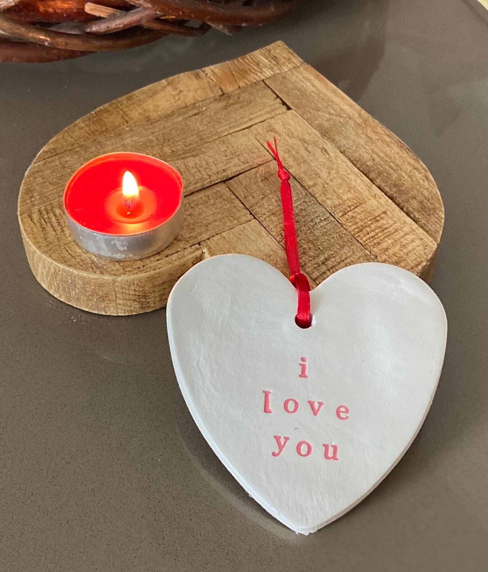 Handmade Large Clay Hanging Heart Valentines Gift Heart Etsy UK