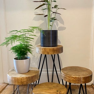 Handcrafted Rustic Wooden Plant Stand Reclaimed Scaffold Boards