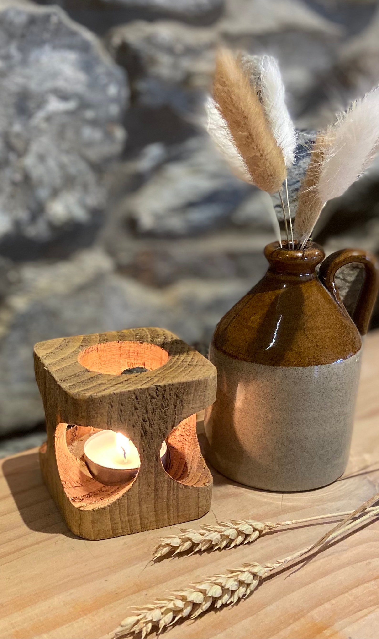 Porte-bougie chauffe plat couleur bois bois - L'Incroyable