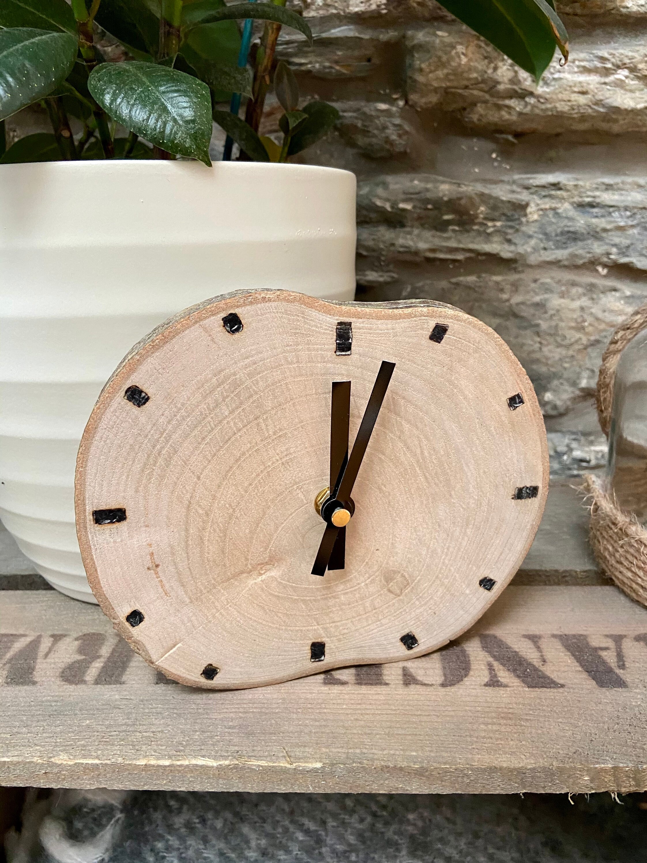 Handcrafted Rustic Log Wall Clock Round Clock Wooden Clock Etsy