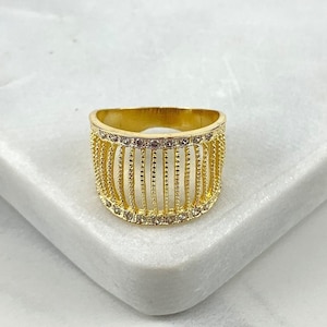 18k Gold Filled Rugged Wires Ring Featuring Micro Pave Cubic Zirconia Details Wholesale Jewelry Supplies