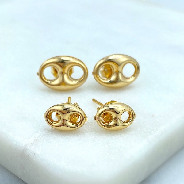 18k Gold Filled 3mm or 4mm Mariner Anchor, Chunky Link Mariner, Stud Earrings, Wholesale Jewelry Making Supplies