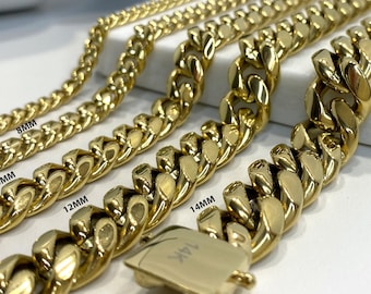 12mm Miami Cuban Chain in 14k Gold Filled, Double Safety Box, Chunky Curb Link, Necklace, Bracelet, Anklet