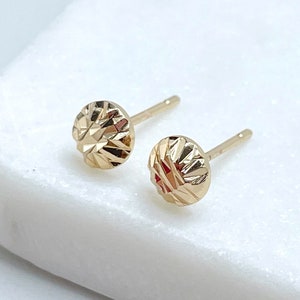 18k Gold Filled 6mm Ball Texturized Stud Earrings Wholesale Jewelry Making Supplies