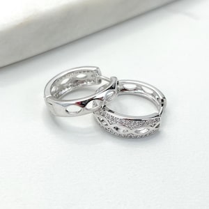 Silver Filled with Micro Cubic Zirconia CZ 19mm Hoops Earrings Wholesale Jewelry Making Supplies