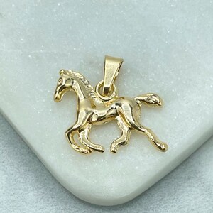 18k Gold Filled Puffed 3D Running Horse Charm Pendant, Pet Animals Lovers, Wholesale Jewelry Making Supplies