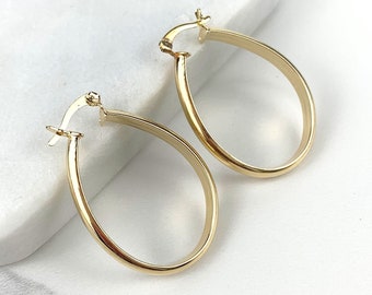 18k Gold Filled 26mm x 37mm Oval Hoop Earrings Wholesale Jewelry Making Supplies