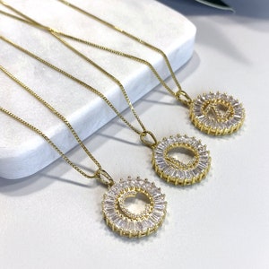 18k Gold Filled Fancy Medium Initials Featuring Baguette Cubic Zirconia Pendant In A Box Chain Necklace  Wholesale Jewelry Supplies - Silver