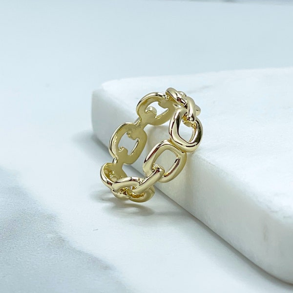 18k Gold Filled Paperclip Chain Design Ring, Adjustable Ring, Wholesale Jewelry Making Supplies