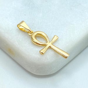18k Gold Filled Egyptian Ankh Cross Hollow Charm, Egyptian Key of Life Ankh Charm, Tiny Ankh Cross Pendant, Wholesale Jewelry