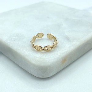 18金張りマリナーオープンリンクリング、マリナーアンカーチェーンリング、チャンキーリンクマリナーチェーンスタイルリング、調節可能なリング、卸売ジュエリー
