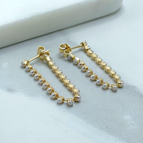 18k Gold Filled with Small Simulated Pearls, Stud, Graduate Earrings, Wholesale Jewelry Making Supplies