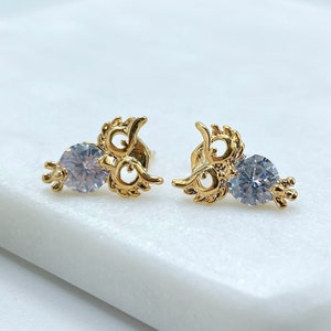 18k Gold Filled With Stone CZ Owl Earrings Wholesale Jewelry Supplies