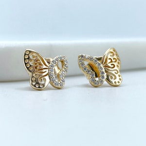 18k Gold Filled with Micro Cubic Zirconia Butterfly Stud Earrings Wholesale Jewelry Supplies