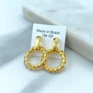 18k Gold Filled Stud Earrings with Drop Spiral Twisted Circle Earrings, Wholesale Jewelry Making Supplies
